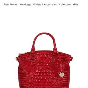 Brahmin Red Crocodile-Embossed Satchel